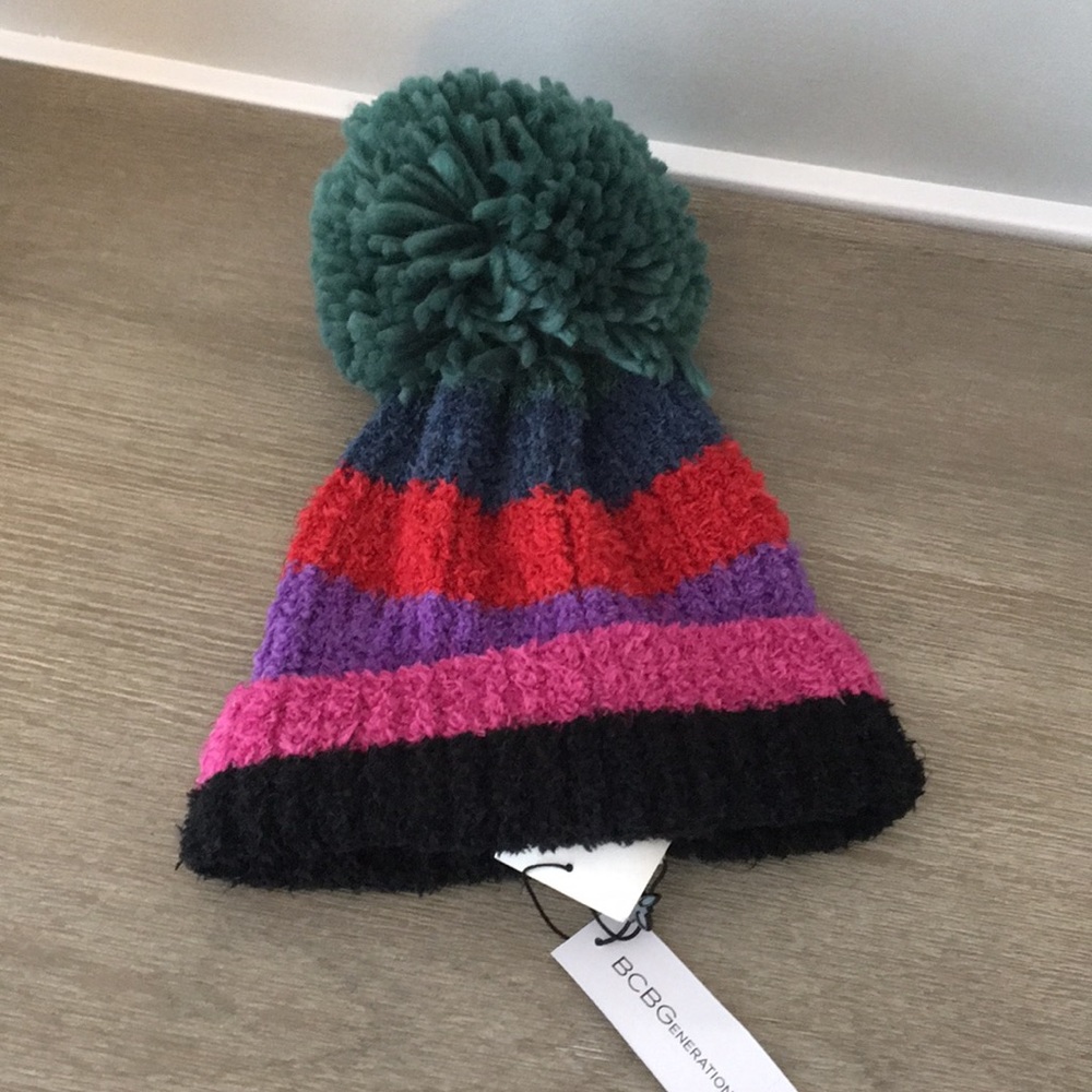 BCBGeneration Multicolor Hat with PomPom Size OS